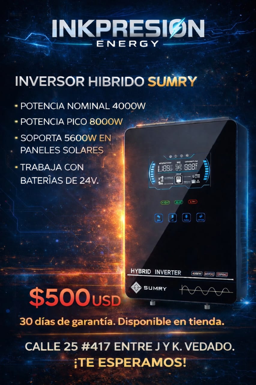 Inversor Híbrido SUMRY 4000W 24VDC / 120VAC — Solar y Baterías
